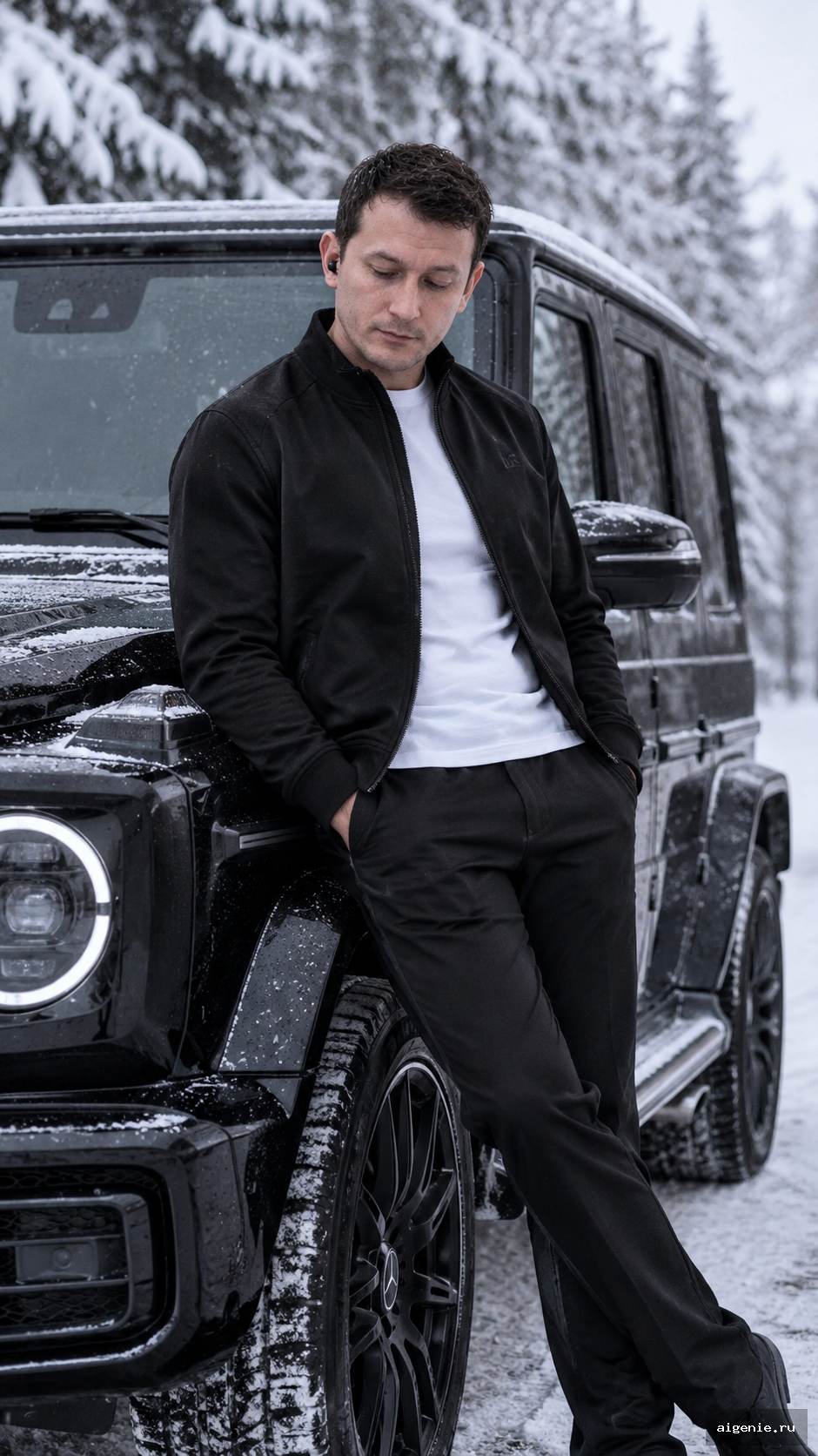 Ты на фоне Mercedes G-Wagon - промпт